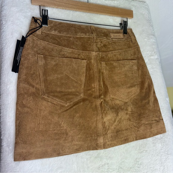 NEW BLANKNYC Pecan Brown 100% Genuine Leather Suede Mini Skirt 25 Boho NWT - Picture 12 of 15